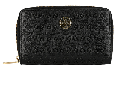Tory Burch Robinson Floral Wallet, &pound;70, Accessories, Black, Leather, Front view